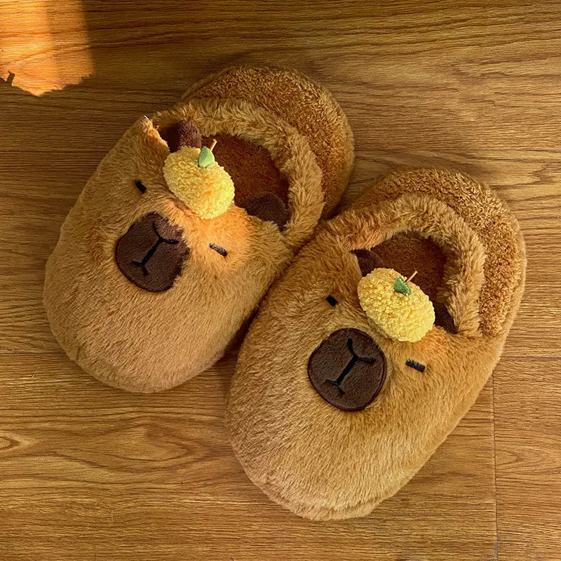 Emotional Stability Capybara Plush Slippers Winter Home