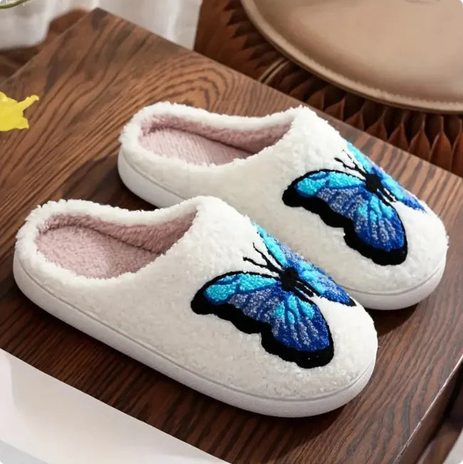 Cozy Embroidered Cotton Slippers – Non-Slip Soft Sole for Indoor Comfort