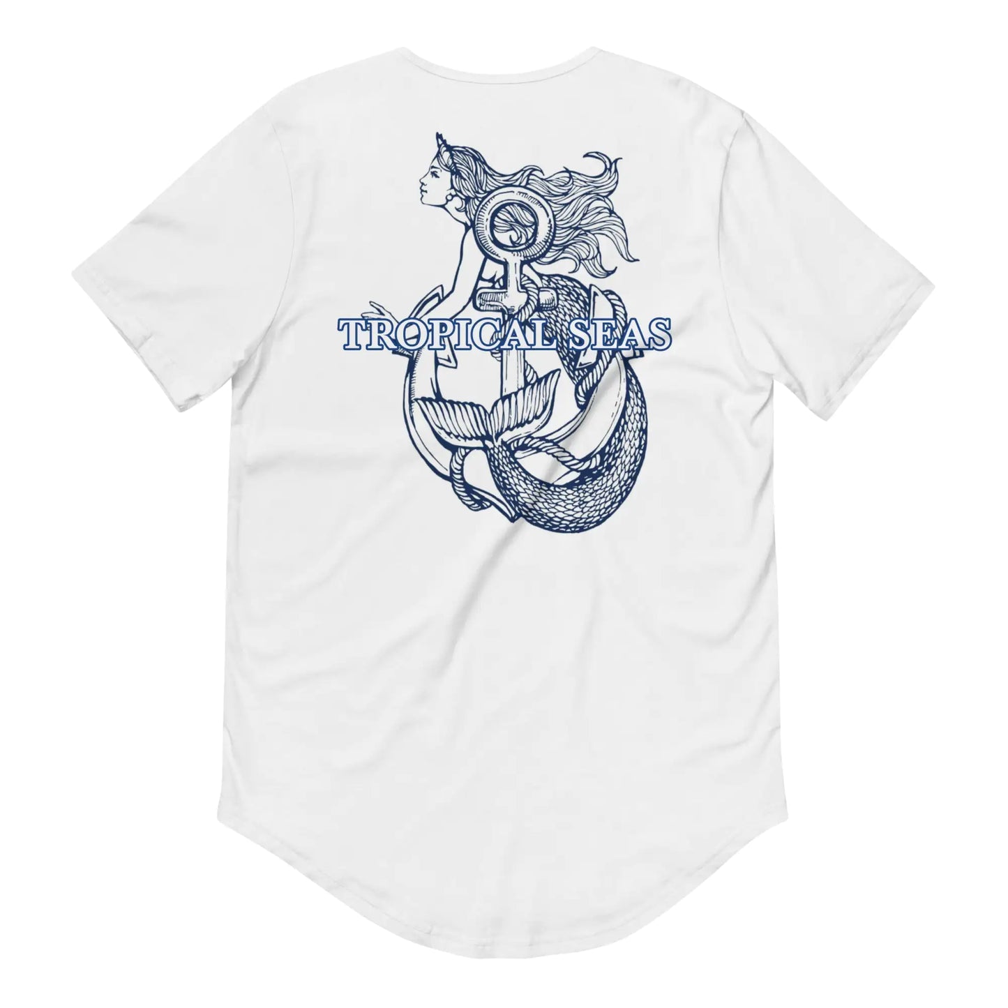 Men's Curved Hem Ancient Mermaid Anchor T-Shirt